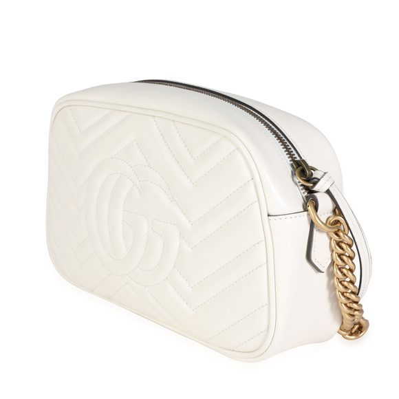 Gucci White Matelass√© Leather Small GG Marmont Shoulder Bag - Picture 9 of 9